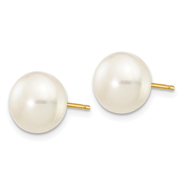 14K White Gold 8-9mm Pearl Button Stud Earrings