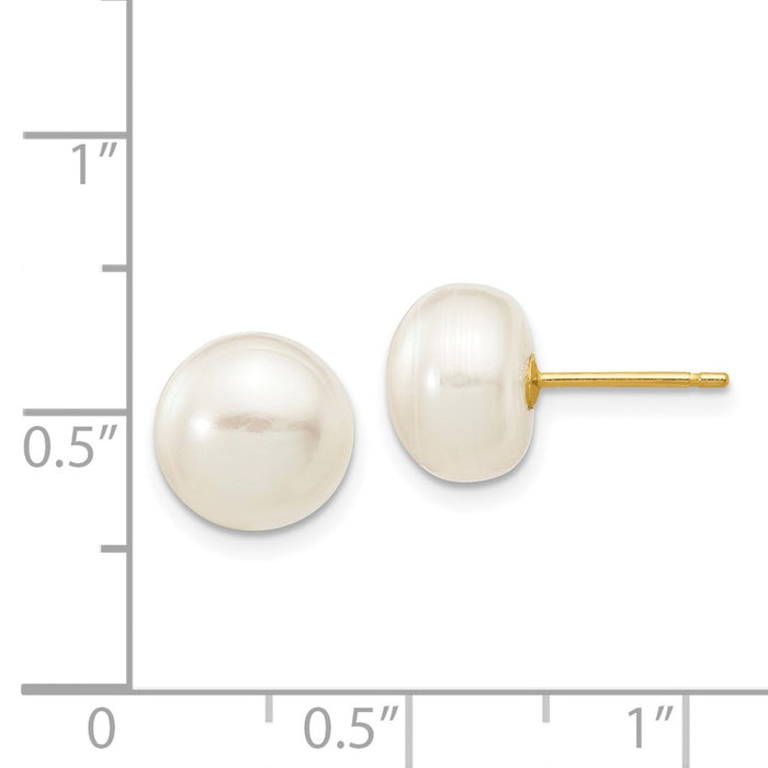 Shop 14K White Gold 8-9mm Pearl Button Stud Earrings - Stylish Luxury Value!-4