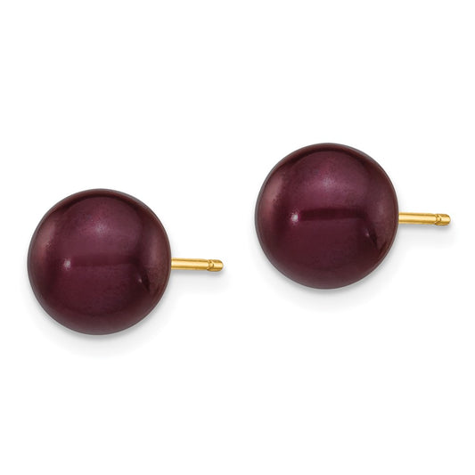 Buy Stylish 14K Gold 8-9mm Brown Freshwater Pearl Stud Earrings