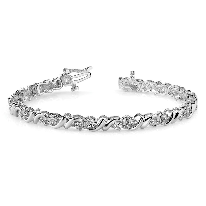 Buy Stylish 14K White Gold Diamond Tennis Bracelet - 7.5 Inch Luxury Value-3