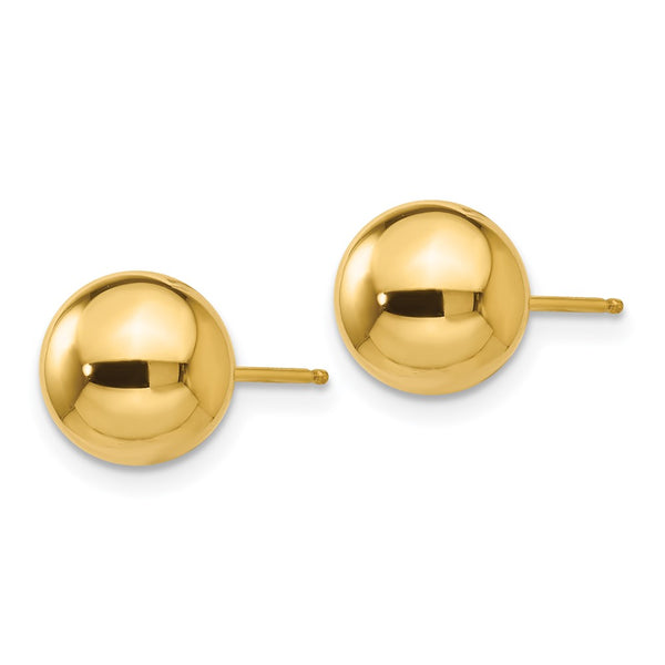 14K Gold Polished 8mm Ball Stud Earrings