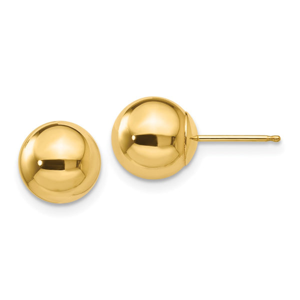 14K Gold Polished 8mm Ball Stud Earrings