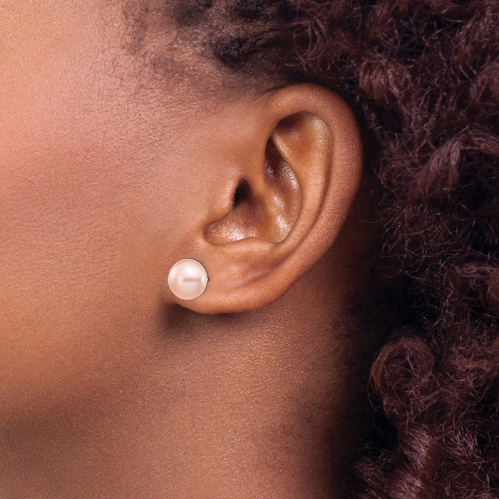 Exclusive 14K Gold Pink Button Freshwater Pearl Stud Earrings | Stylish 9-10mm-3