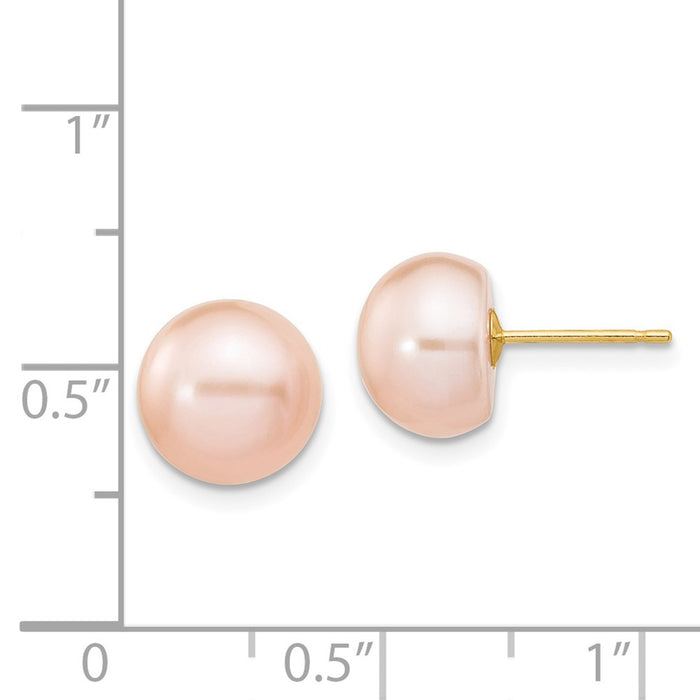 Exclusive 14K Gold Pink Button Freshwater Pearl Stud Earrings | Stylish 9-10mm-4