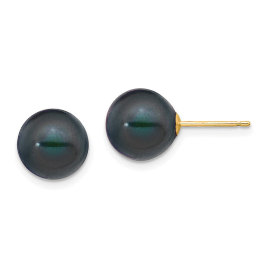 Shop Luxury 14K Gold Black Freshwater Pearl Stud Earrings - 9-10mm Value