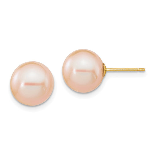 Buy Stylish 14K Gold Pink Freshwater Cultured Pearl Stud Earrings - 9-10mm