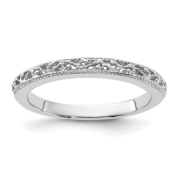 14K White Gold 3mm Intricate Filigree Wedding Ring