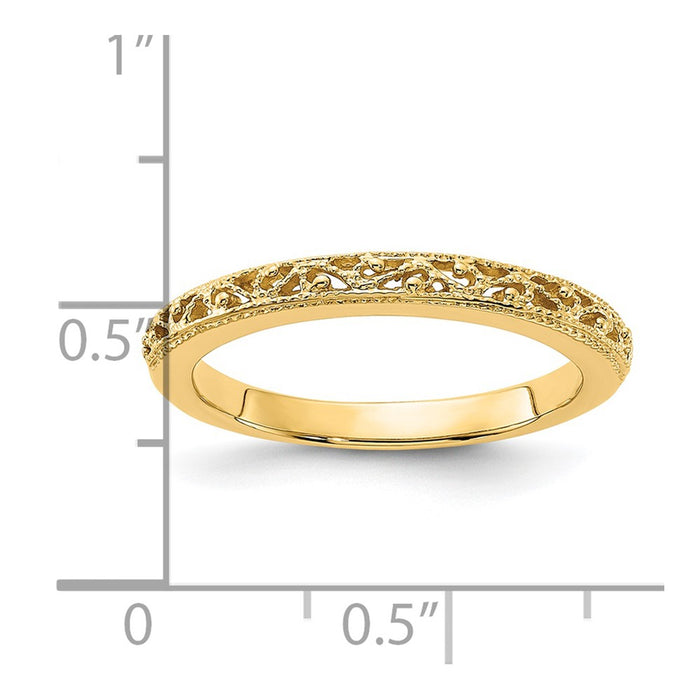 Buy Affordable 14K Gold 3mm Intricate Filigree Wedding Band - Luxury Style-4