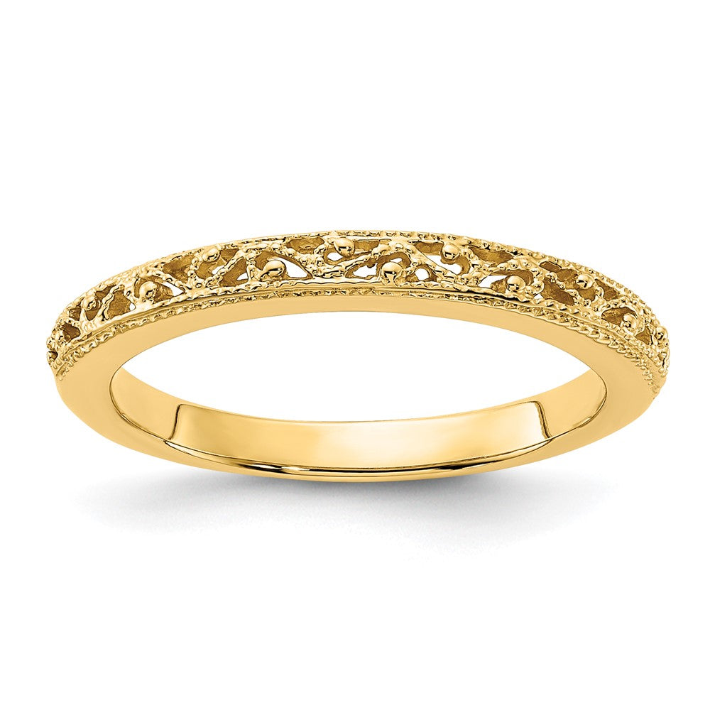 Buy Affordable 14K Gold 3mm Intricate Filigree Wedding Band - Luxury Style