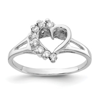 Exclusive 14K White Gold Heart Ring, Polished with AA Diamonds - Stylish Value!