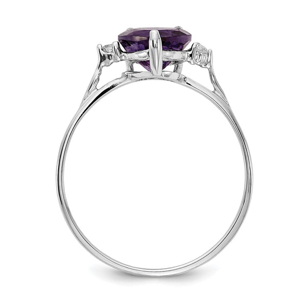 High-Quality 14K White Gold 7mm Heart-Shaped Amethyst Ring with Diamonds - Stylish Value