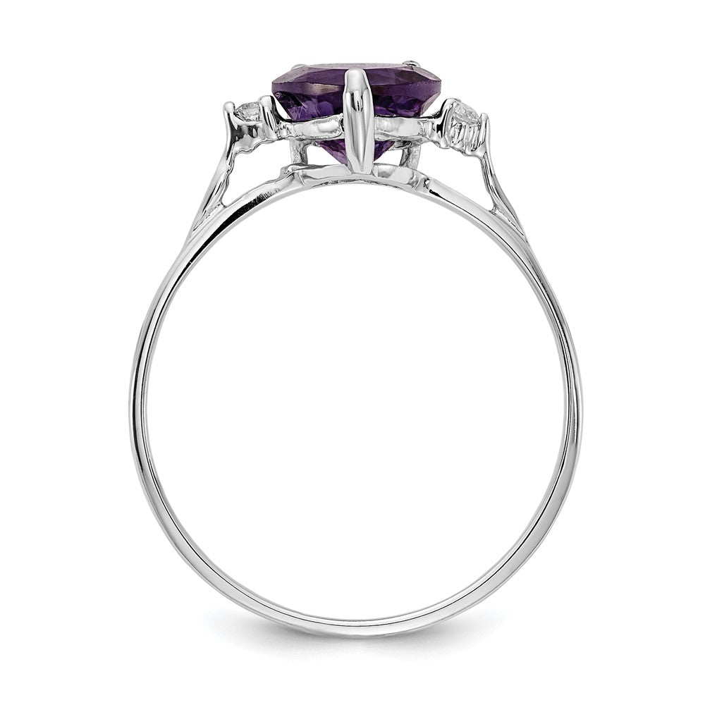 Exclusive 14K White Gold 7mm Heart-Shaped Amethyst & Diamond Ring - Stylish Value