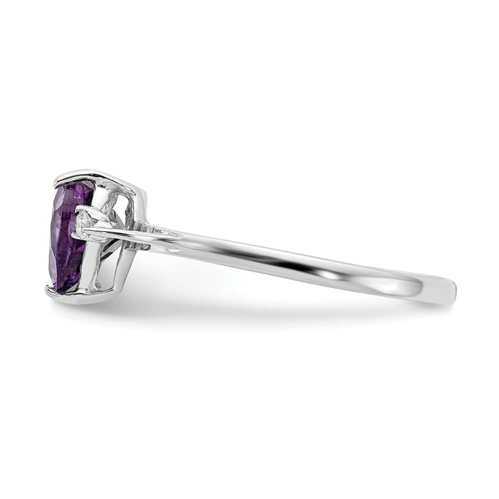 High-Quality 14K White Gold 7mm Heart-Shaped Amethyst Ring with AAA Diamonds - Stylish Value-3
