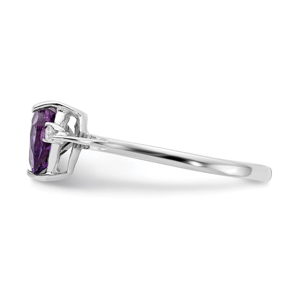 High-Quality 14K White Gold 7mm Heart-Shaped Amethyst & Diamond Ring - Stylish Value