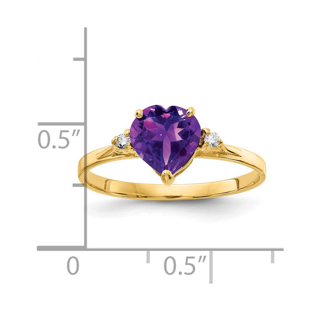 Order Stylish 14K Gold 7mm Heart-Shaped Amethyst AAA Diamond Ring
