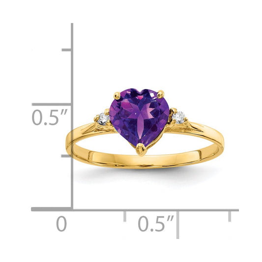 Exclusive 14K Gold 7mm Heart-Shaped Amethyst & AA Diamond Ring - Stylish Value