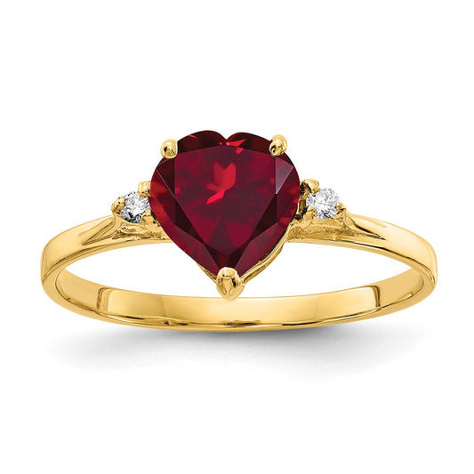 Shop Stylish 14K Gold 7mm Heart-Shaped Created Ruby & Diamond Ring