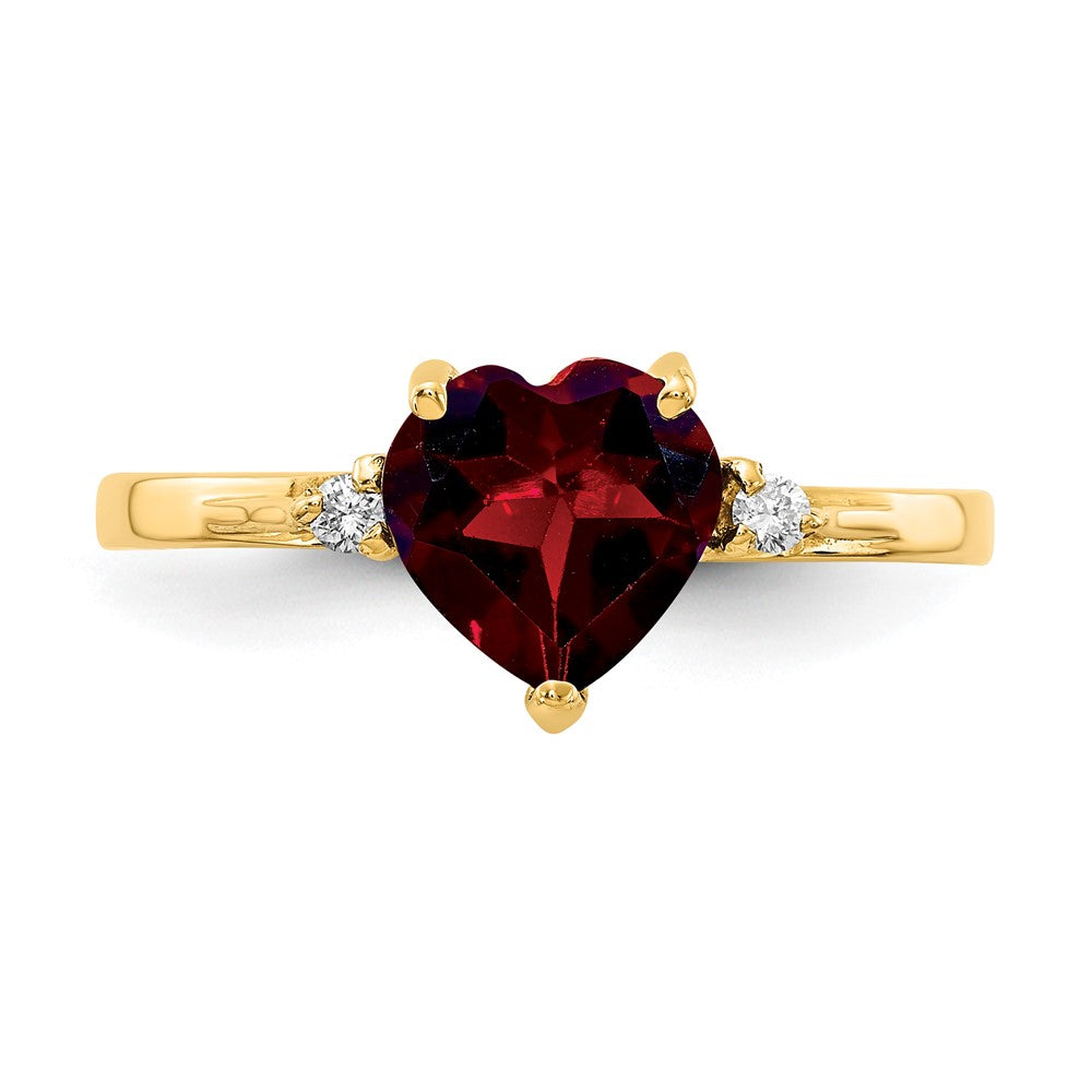 Shop Stylish 14K Gold 7mm Heart-Shaped Garnet & Diamond Ring - Luxury Value!