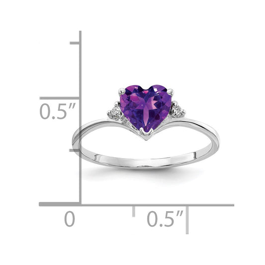 Buy Exclusive 14K White Gold 6mm Heart-Shaped Amethyst Ring with Diamonds