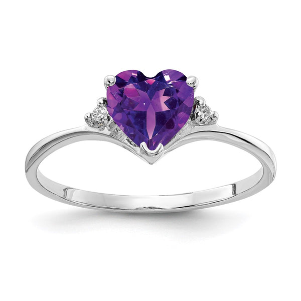 Buy Exclusive 14K White Gold 6mm Heart-Shaped Amethyst Ring with Diamonds
