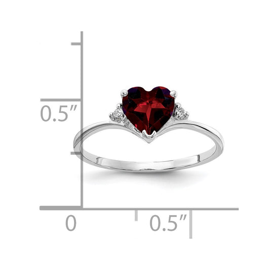 Buy 14K White Gold Heart-Shaped Garnet Ring with AAA Diamonds - Stylish Value!