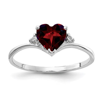 Shop Exclusive 14K White Gold Diamond Ring with 6mm Heart-Shaped Garnet