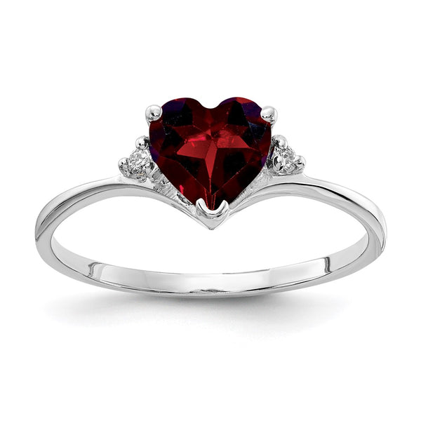 Exclusive 14K White Gold 6mm Heart-Shaped Garnet & Diamond Ring - Stylish Value