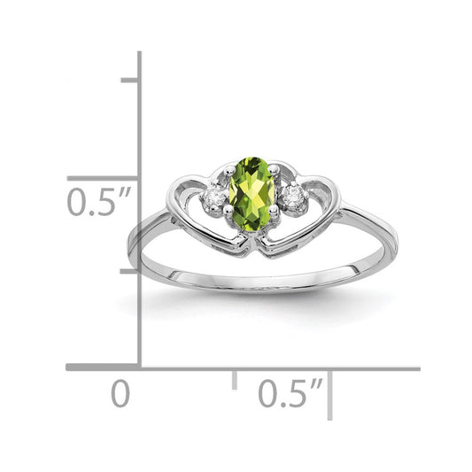Buy Stylish 14K White Gold Oval Peridot Ring with AA Diamonds - 5x3mm