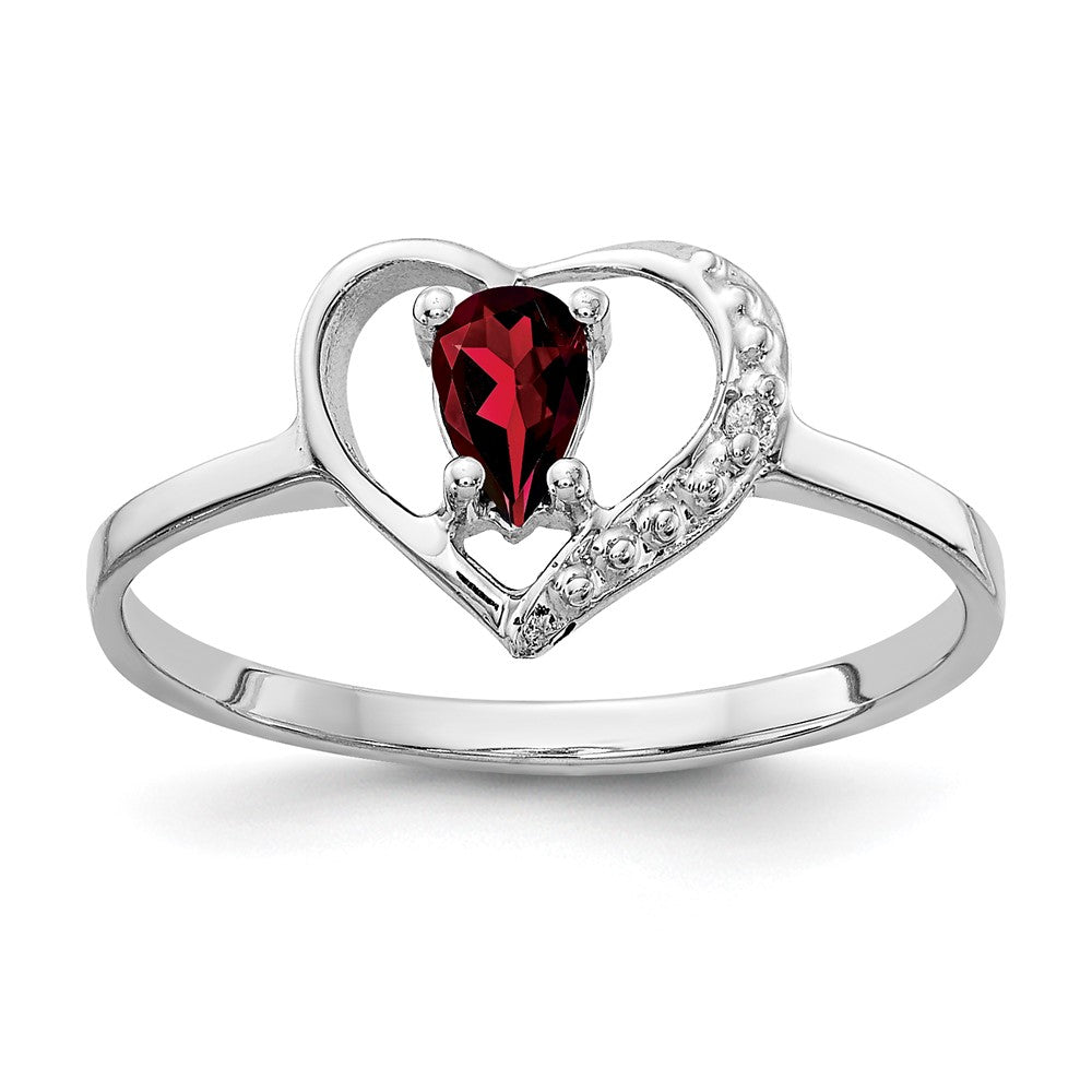 High-Quality 14K White Gold Pear Garnet Ring - Stylish with VS Diamonds 5x3mm