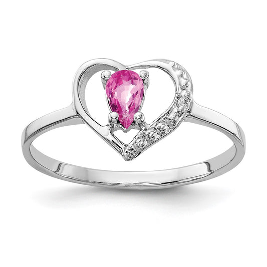 Exclusive 14K White Gold Ring with AAA Diamonds & Pink Sapphire - Stylish Value