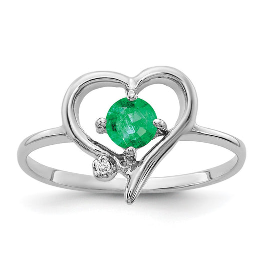 Shop Exclusive 4mm Emerald AA Diamond Ring in 14K White Gold - Luxury Value!