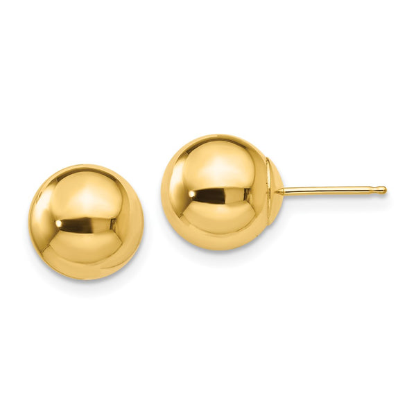 14K Gold Polished 9mm Ball Stud Earrings