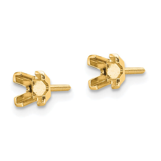 Buy Stylish 14K Gold 3.5mm Princess-Cut Stud Earring Settings - Luxury Value!