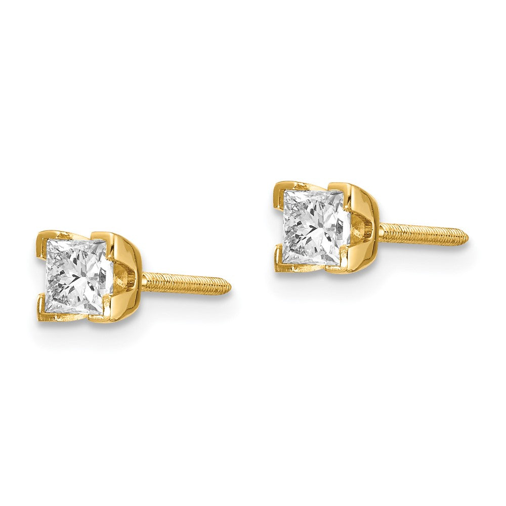 High-Quality 14K Gold Princess-Cut Diamond Stud Earrings - Stylish Value!
