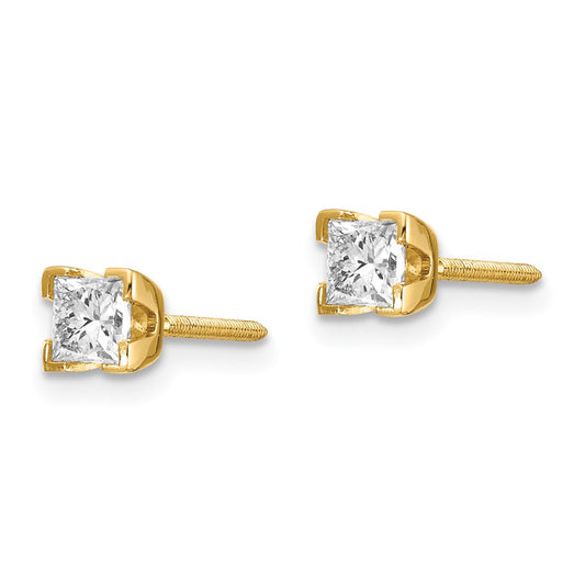 High-Quality 14K Gold Princess-Cut Diamond Stud Earrings - Stylish Value!