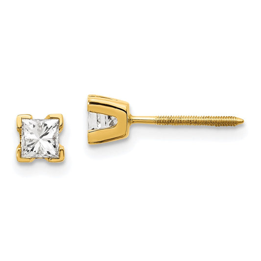 High-Quality 14K Gold Princess-Cut Diamond Stud Earrings - Stylish Value!