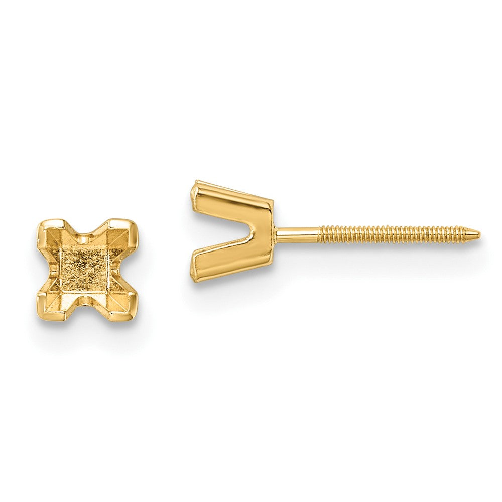 Buy Stylish 14K Gold 3.5mm Princess-Cut Stud Earring Settings - Luxury Value!