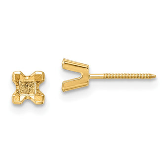 Buy Stylish 14K Gold 3.5mm Princess-Cut Stud Earring Settings - Luxury Value!