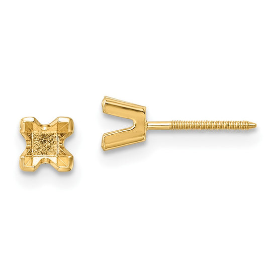 Buy Stylish 14K Gold 3.5mm Princess-Cut Stud Earring Settings - Luxury Value!