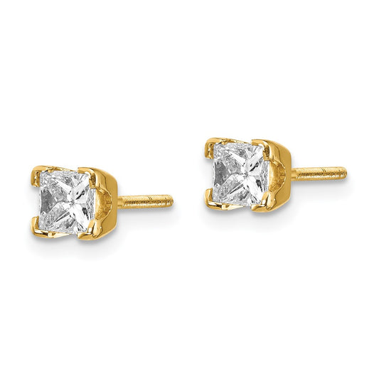 High-Quality 14K Gold Princess-Cut Diamond Stud Earrings Set - Stylish Value!