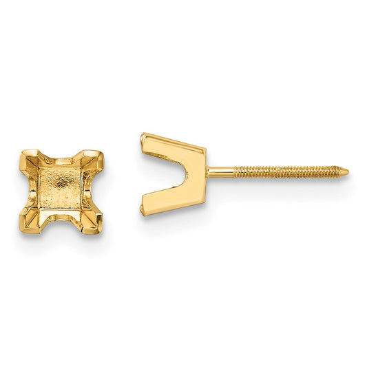 Buy Stylish 4mm Princess-Cut Stud Earring Settings in 14K Gold - Luxury Value
