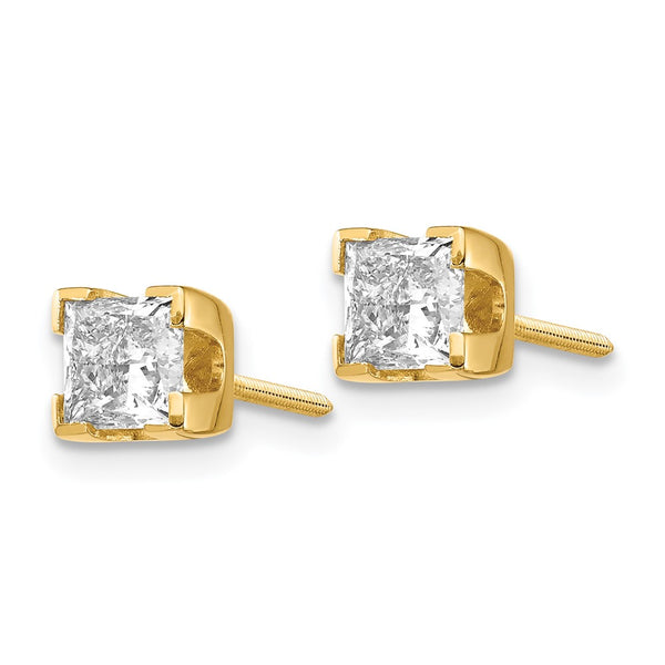 14K Gold 5mm Princess-Cut Stud Earring Settings