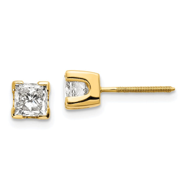 14K Gold 5mm Princess-Cut Stud Earring Settings