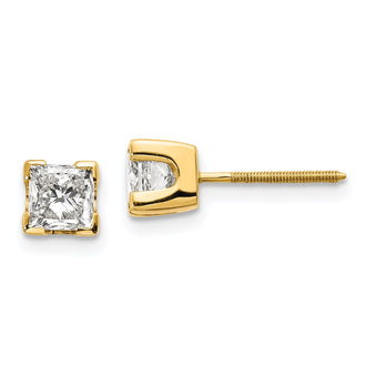 Shop Stylish 14K Gold 1ct AA Quality Princess-Cut Diamond Stud Earrings