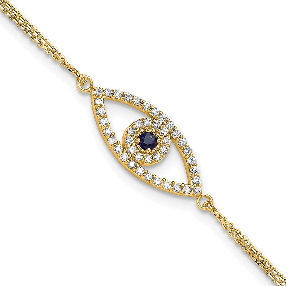 Buy Stylish 14K Gold Diamond & Sapphire Evil Eye Bracelet, 1-Inch Extension