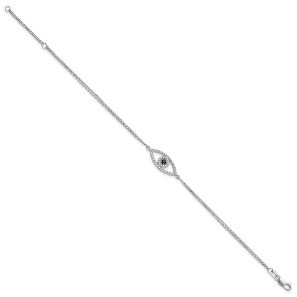 14K White Gold Two-Strand Sapphire & Diamond Evil Eye Bracelet