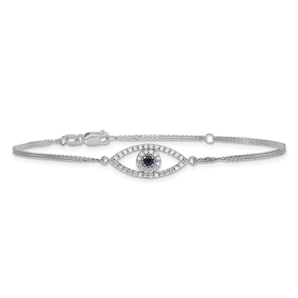 Shop 14K White Gold Two-Strand Sapphire & Diamond Evil Eye Bracelet - Stylish!