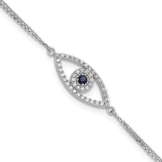 Shop 14K White Gold Two-Strand Sapphire & Diamond Evil Eye Bracelet - Stylish!