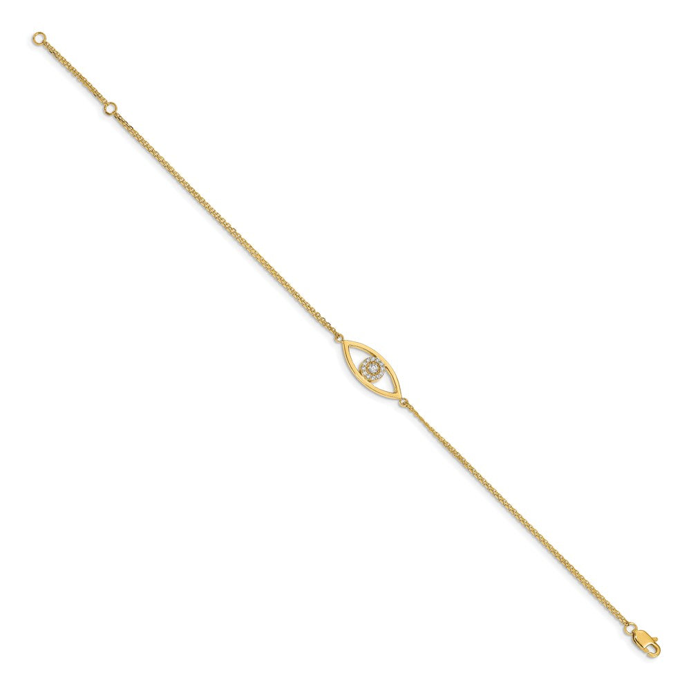Shop 14K VS Diamond Evil Eye Bracelet - Stylish 1-Inch Extension, Luxury Value!