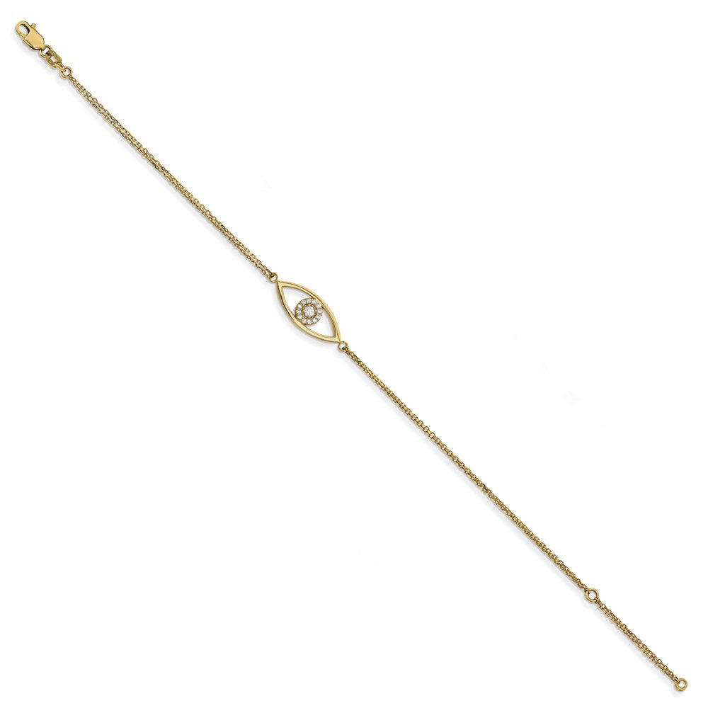 Shop 14K VS Diamond Evil Eye Bracelet - Stylish 1-Inch Extension, Luxury Value!